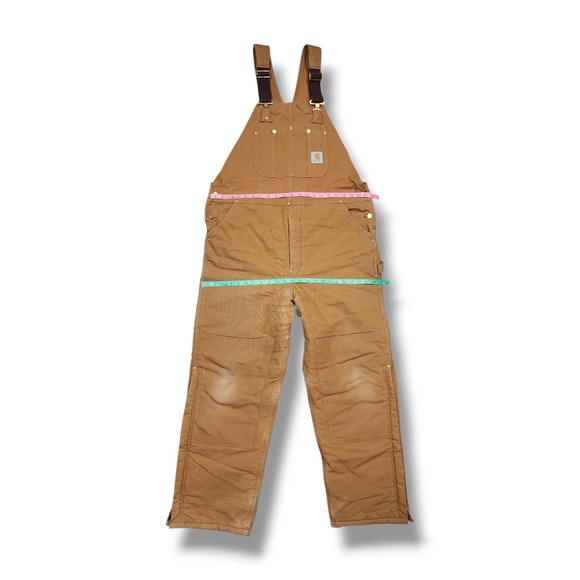 Carhartt Brown R03 BIB Overalls Men's 40 X 32 Insulated Quilted - Picture 3 of 8
